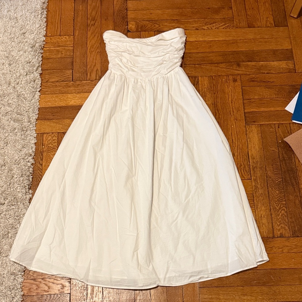 Wayf White Strapless Midi Dress